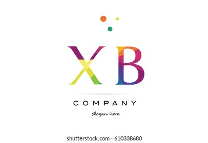 xb x b  creative rainbow colors colored alphabet company letter logo design vector icon template