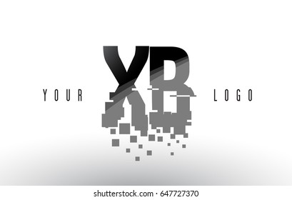XB X B Pixel Letter Logo with Digital Shattered Black Squares. Creative Letters Vector Illustration.
