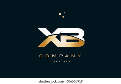 xb x b  white yellow gold golden metal metallic luxury alphabet company letter logo design vector icon template
