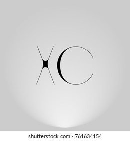 XC Black thin minimalist LOGO Design with Highlight on Gray background.