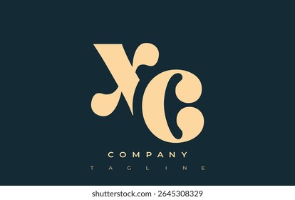 XC Creative Abstract Typography Design de logotipo. Logotipo elegante que combina tipografia arrojada e formas criativas, ideal para soluções de marca e identidade.