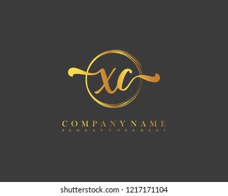 XC initial handwriting logo circle template vector