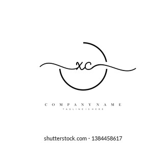 XC initial handwriting logo template vector
