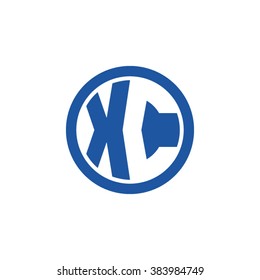 XC initial letters circle business logo blue