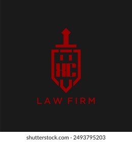 XC initial monogram for law firm with sword and shield logo image