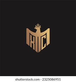 XC initial monogram logo for eagle  crown image vector design