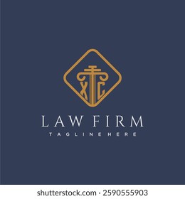 XC initial monogram logo for lawfirm with pillar in creative square design
