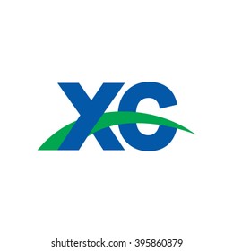 XC initial overlapping swoosh letter logo blue green