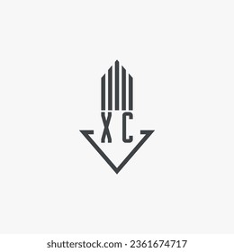 Ilustración del material del logotipo de bienes raíces XC. vector de logotipo