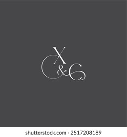 Línea inicial de la letra XC con concepto de logotipo de boda de monograma de estilo curvilíneo de lujo