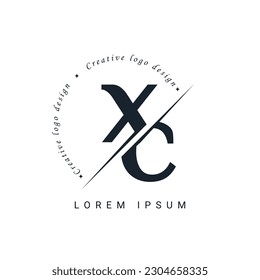 XC Letter Logo Design with a Creative Cut. Creative logo design