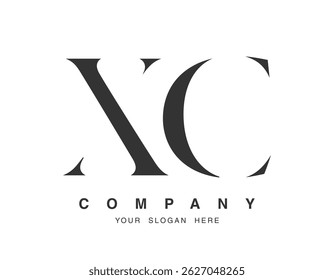 XC logo design. Initial letter x and c serif font style. Creative classic company name typography. Trendy logotype or identity. Vector illustration.