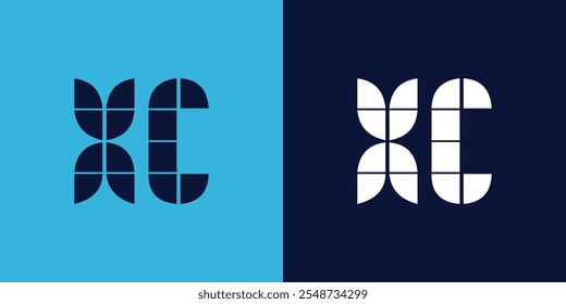 XC logo design with tile shape. Minimalist and modern vector illustration design suitable for business or brand