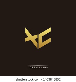 XC Logo Letter Initial Logo Designs Templete with Gold and Black Background