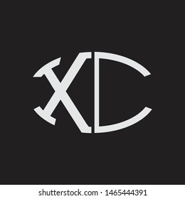 XC Logo letter oval monogram design template with black and white colors