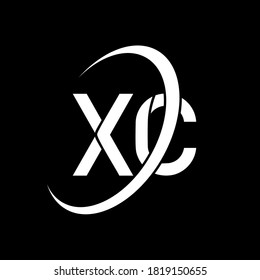 Logo de XC. Diseño X C. Letra blanca XC. Diseño de logotipo de letras XC/X C. Letra inicial logotipo de monograma en mayúsculas de círculo vinculado a XC.	
