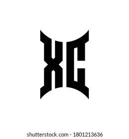 XC monogram logo with curved side design template