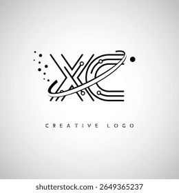 XC Orbit Monogram Logo – Futuristic Minimal Letter mark with Circular Line Art, Tech-Inspired Dots and Space Motion Concept for Modern Branding Identity