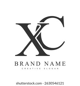 XC trendy logotype template. Initial letter x and c classic font style. Creative logo for company name or identity. Vector illustration.