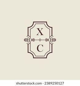 XC Vintage Hochzeit-Logo in hoher Qualität professionelle Design, das gut gedruckt in allen Printmedien