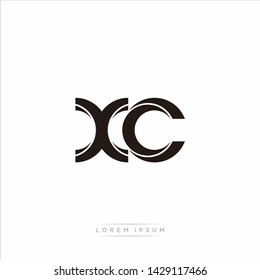 xc x c Initial Letter Split Lowercase Modern Monogram linked outline rounded logo