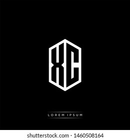 XC X C Logo Line Monogram with Negative Space with Black and White Colors