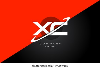 xc x c  red black white technology swoosh alphabet company letter logo design vector icon template 