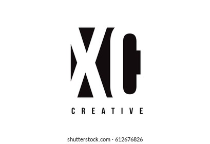 XC X C White Letter Logo Design with Black Square Vector Illustration Template.