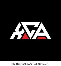 XCA triangle letter logo design with triangle shape. XCA triangle logo design monogram. XCA triangle vector logo template with red color. XCA triangular logo Simple, Elegant, and Luxurious design.