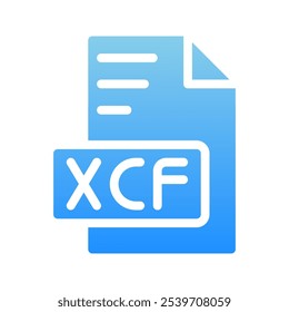 Xcf document file icons, symbol files type, format. with gradient fill style.