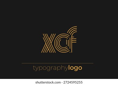 XCF moderno logotipo de tipografia geométrica. Composição moderna e elegante com uma ilustração de logotipo de tipografia monocromática projetada com linhas intrincadas.