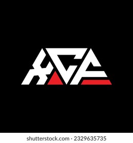 Diseño del logotipo de la letra del triángulo XCF con forma de triángulo. Monograma de diseño del logotipo del triángulo XCF. Plantilla de logotipo vectorial de triángulo XCF con color rojo. Logo triangular XCF Diseño sencillo, elegante y lujoso.