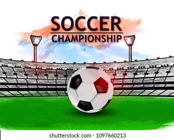 Xcited crowd of people at a soccer stadium. Football stadium design