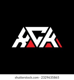 XCK triangle letter logo design with triangle shape. XCK triangle logo design monogram. XCK triangle vector logo template with red color. XCK triangular logo Simple, Elegant, and Luxurious design.