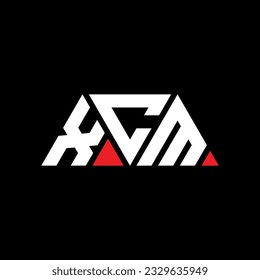 XCM triangle letter logo design with triangle shape. XCM triangle logo design monogram. XCM triangle vector logo template with red color. XCM triangular logo Simple, Elegant, and Luxurious design.