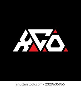 XCO triangle letter logo design with triangle shape. XCO triangle logo design monogram. XCO triangle vector logo template with red color. XCO triangular logo Simple, Elegant, and Luxurious design.