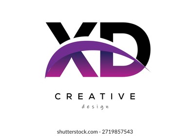 XD kreative und moderne Buchstaben Logo-Design mit kreativen lila Welle abstrakte Latter Logo Konzept.
