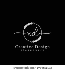 XD Initial calligraphy handwritten logo. Handwritten alphabet in the logo template. Letters and Alphabet for signature, wedding, fashion, floral and botanical logo design 