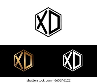 XD initial letters linked with hexagon shape logo
