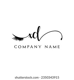 Erstmaliges Logo des XD Logos Wimpernvektor