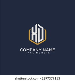 XD initial monogram building logo for real estate with creative polygon style design