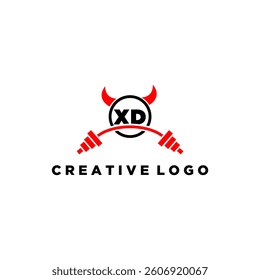 XD initial monogram for fitnes or gym logo with devil style design