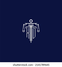 XD initial monogram logo for lawfirm with scale vector design