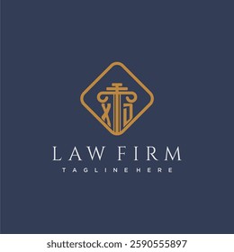XD initial monogram logo for lawfirm with pillar in creative square design