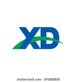 XD initial overlapping swoosh letter logo blue green