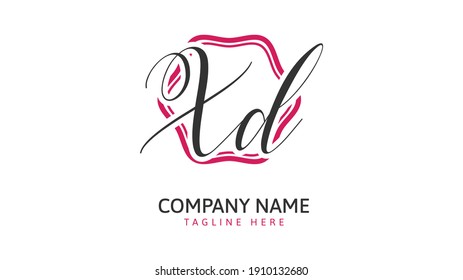 XD Initials, handwriting logo vector