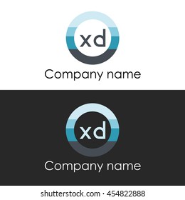 XD letter circle shape icon logo white blue