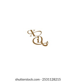 XD letter initial leaf line modern organic logo monogram wedding concept
