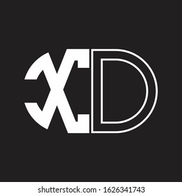 XD Letter logo monogram with oval shape negative space design template