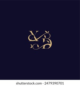 XD carta concepto orgánico y elegante boda inicial hoja de belleza monograma logo